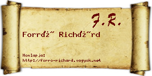 Forró Richárd névjegykártya